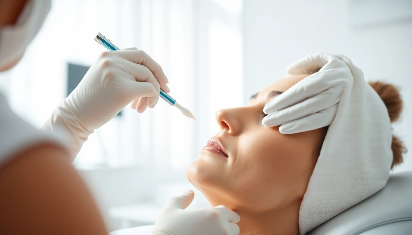 Administering a Botox Behandlung in a calming clinic setting, showcasing a professional and serene atmosphere.