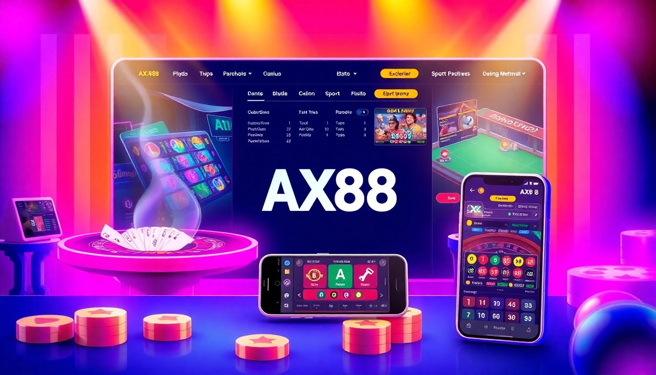AX88 online casino platform showcasing live casino, sports betting, and popular games in action for engaging user experience
