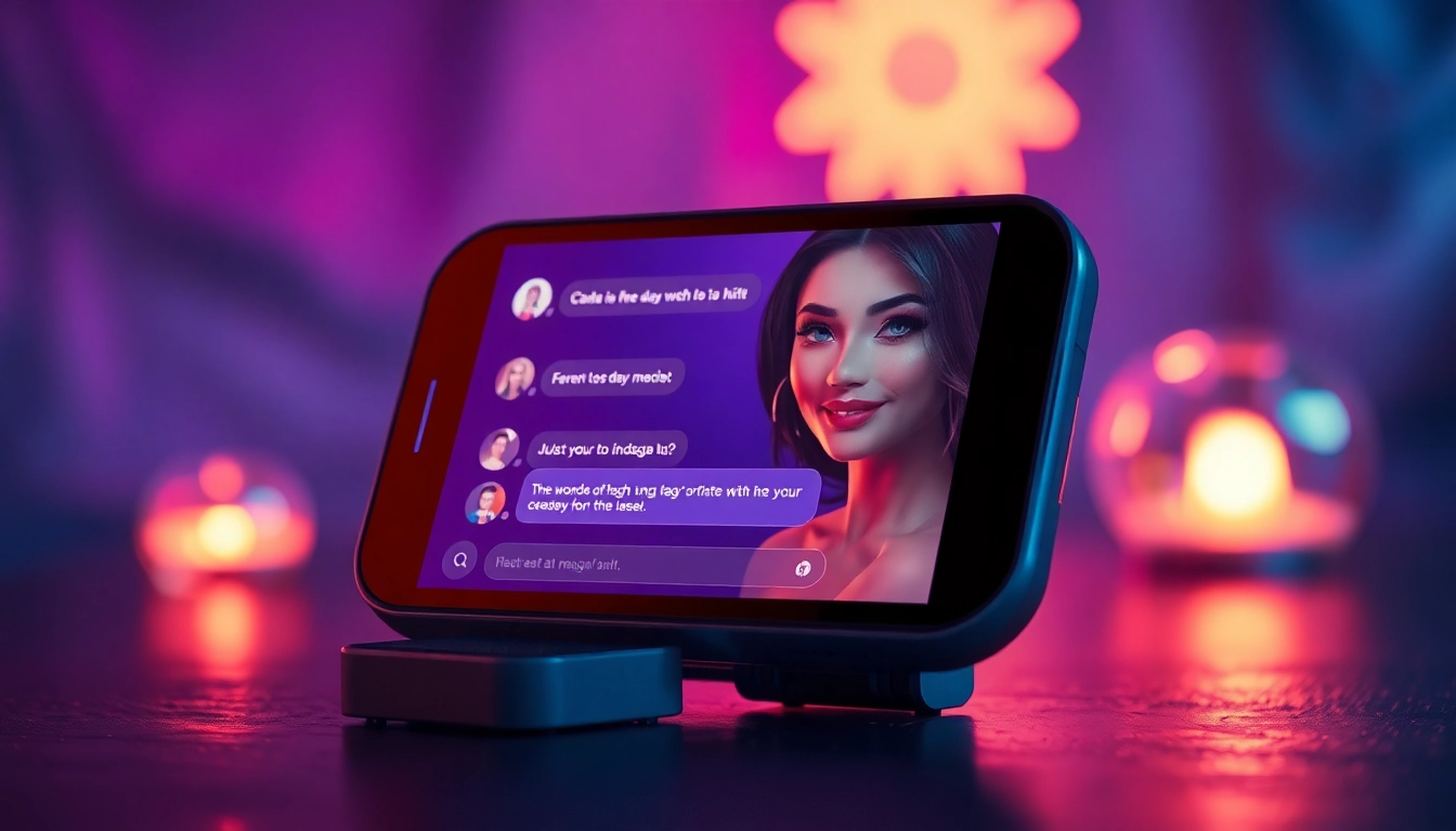 A futuristic AI chat interface with a captivating virtual character.