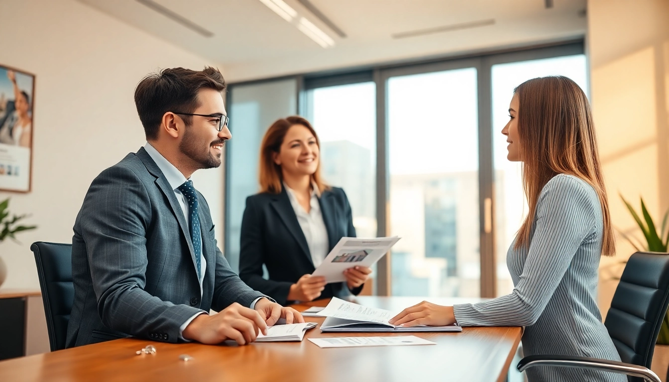 Makler Grevenbroich professional team guiding clients through property sale process with detailed visuals and friendly demeanor.