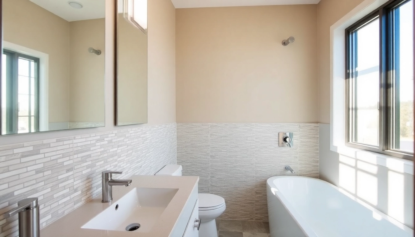 Professional bathroom renovation in Airdrie showing sleek fixtures and modern design for home