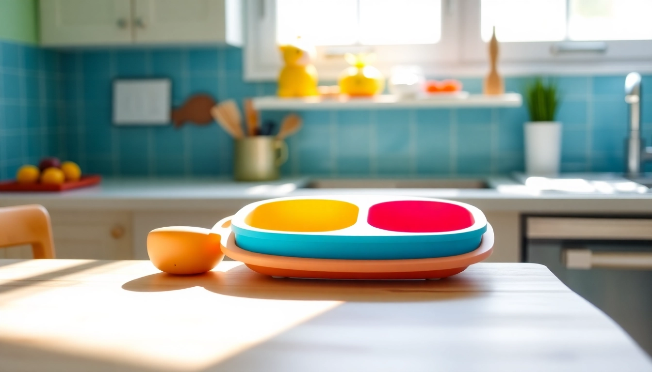 Piatto silicone divisorio 3 scomparti in bright colorful design for children's meals