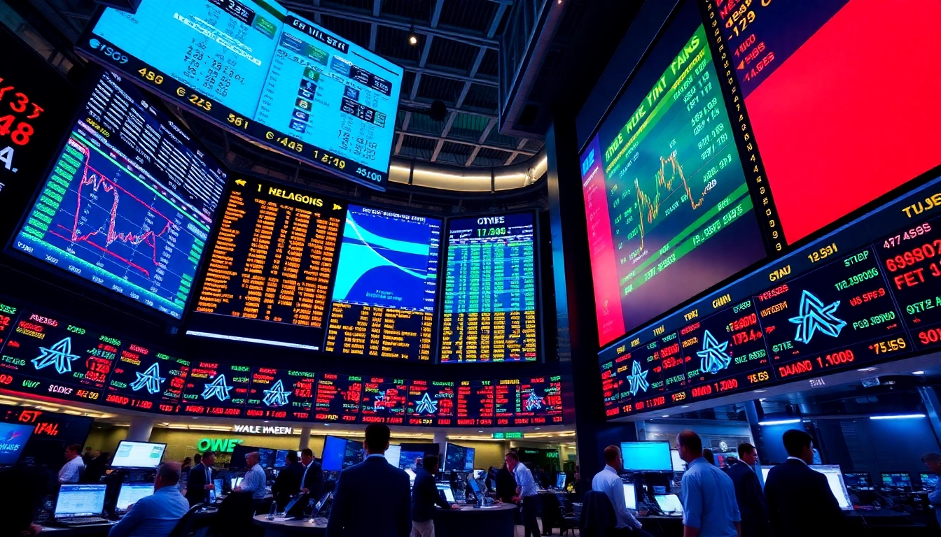 UK Stock Exchange News updates with trading charts and financial market analysis visuals for